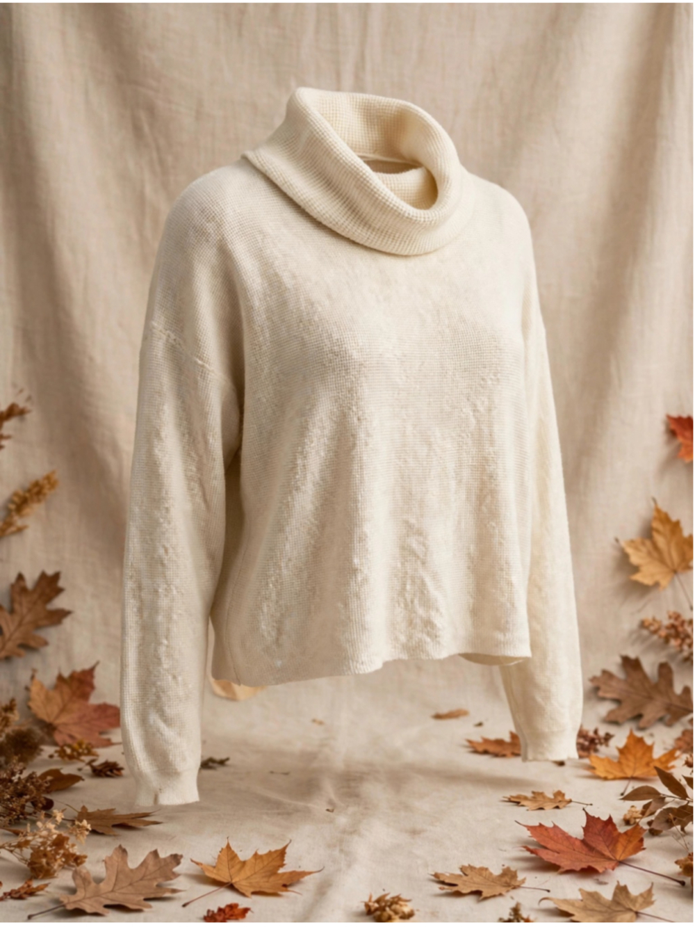 Women's Cyrus Cowl Neck Sweater Size M Beige Knit Pullover